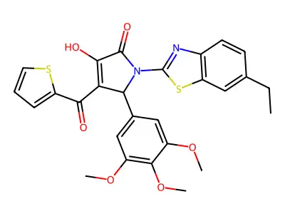 (4E)-1-(6-ethyl-1,3-benzothiazol-2-yl)-4-[hydroxy(thiophen-2-yl)methylidene]-5-(3,4,5-trimethoxyphenyl)pyrrolidine-2,3-dione structure