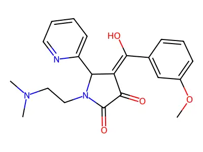 1-(2-dimethylaminoethyl)-4-[hydroxy-(3-methoxyphenyl)methylidene]-5-pyridin-2-ylpyrrolidine-2,3-dione structure