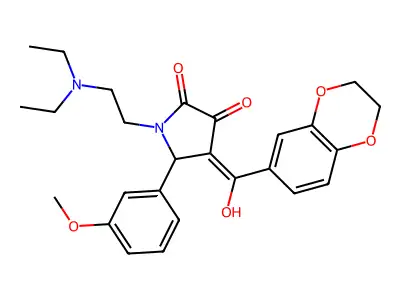 1-(2-diethylaminoethyl)-4-[2,3-dihydro-1,4-benzodioxin-6-yl(hydroxy)methylidene]-5-(3-methoxyphenyl)pyrrolidine-2,3-dione structure
