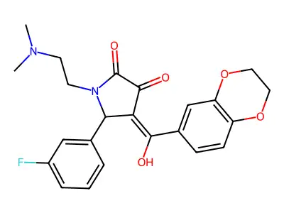 4-(2,3-dihydro-1,4-benzodioxine-6-carbonyl)-1-[2-(dimethylamino)ethyl]-5-(3-fluorophenyl)-3-hydroxy-2,5-dihydro-1H-pyrrol-2-one structure