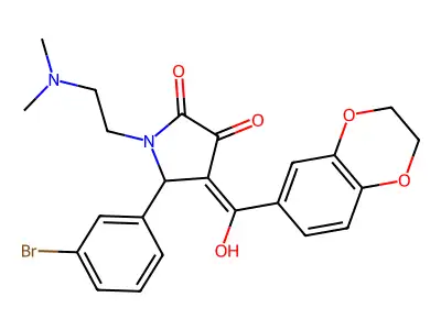 5-(3-bromophenyl)-4-(2,3-dihydro-1,4-benzodioxine-6-carbonyl)-1-[2-(dimethylamino)ethyl]-3-hydroxy-2,5-dihydro-1H-pyrrol-2-one structure