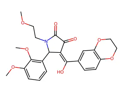 4-(2,3-dihydro-1,4-benzodioxine-6-carbonyl)-5-(2,3-dimethoxyphenyl)-3-hydroxy-1-(2-methoxyethyl)-2,5-dihydro-1H-pyrrol-2-one structure