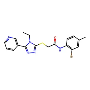 N-(2-bromo-4-methylphenyl)-2-{[4-ethyl-5-(pyridin-3-yl)-4H-1,2,4-triazol-3-yl]sulfanyl}acetamide structure