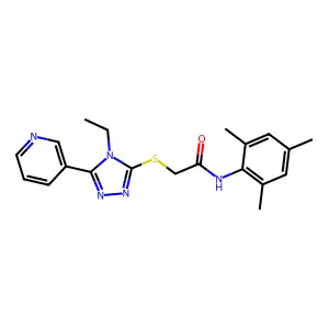 2-((4-Ethyl-5-(3-pyridinyl)-4H-1,2,4-triazol-3-YL)thio)-N-mesitylacetamide structure