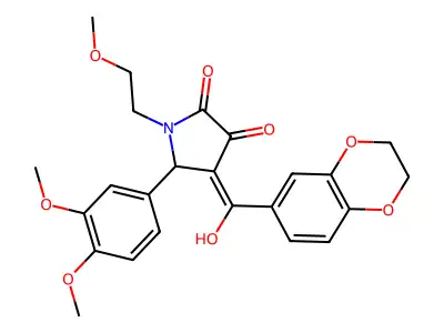 4-(2,3-dihydro-1,4-benzodioxine-6-carbonyl)-5-(3,4-dimethoxyphenyl)-3-hydroxy-1-(2-methoxyethyl)-2,5-dihydro-1H-pyrrol-2-one structure