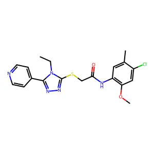 N-(4-chloro-2-methoxy-5-methylphenyl)-2-{[4-ethyl-5-(pyridin-4-yl)-4H-1,2,4-triazol-3-yl]sulfanyl}acetamide structure