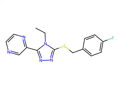 2-(4-Ethyl-5-((4-fluorobenzyl)thio)-4H-1,2,4-triazol-3-YL)pyrazine structure