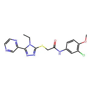 N-(3-Chloro-4-methoxyphenyl)-2-((4-ethyl-5-(pyrazin-2-yl)-4H-1,2,4-triazol-3-yl)thio)acetamide structure
