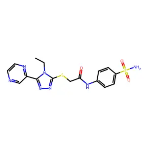 2-((4-Ethyl-5-(pyrazin-2-yl)-4H-1,2,4-triazol-3-yl)thio)-N-(4-sulfamoylphenyl)acetamide structure