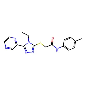 2-((4-ET-5-(2-Pyrazinyl)-4H-1,2,4-triazol-3-YL)thio)-N-(4-methylphenyl)acetamide structure