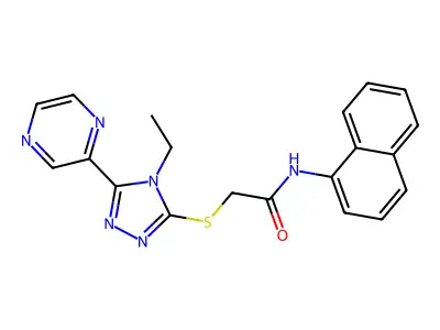 2-((4-Ethyl-5-(2-pyrazinyl)-4H-1,2,4-triazol-3-YL)thio)-N-(1-naphthyl)acetamide structure