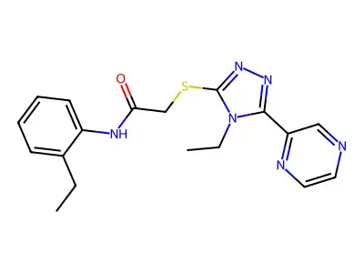 N-(2-Ethylphenyl)-2-((4-ET-5-(2-pyrazinyl)-4H-1,2,4-triazol-3-YL)thio)acetamide structure