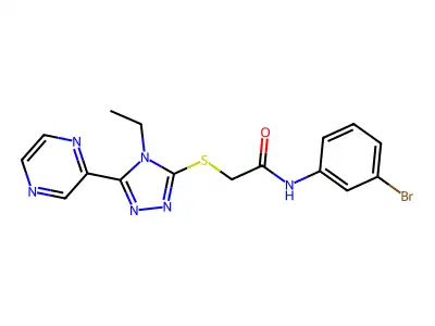 N-(3-BR-PH)-2-((4-Ethyl-5-(2-pyrazinyl)-4H-1,2,4-triazol-3-YL)thio)acetamide structure