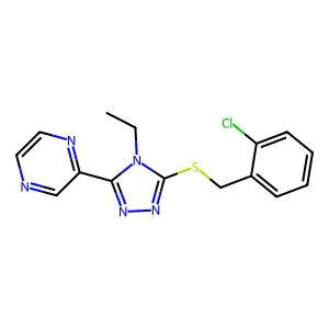2-(5-((2-Chlorobenzyl)thio)-4-ethyl-4H-1,2,4-triazol-3-YL)pyrazine structure