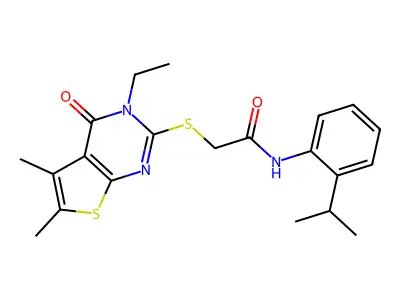 2-((3-Ethyl-5,6-dimethyl-4-oxo-3,4-dihydrothieno[2,3-d]pyrimidin-2-yl)thio)-N-(2-isopropylphenyl)acetamide structure
