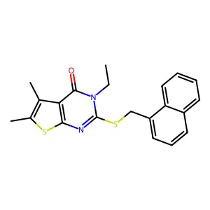 3-Ethyl-5,6-dimethyl-2-((1-naphthylmethyl)thio)thieno(2,3-D)pyrimidin-4(3H)-one structure