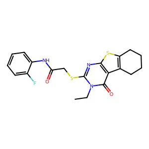 2-((3-Ethyl-4-oxo-3,4,5,6,7,8-hexahydrobenzo[4,5]thieno[2,3-d]pyrimidin-2-yl)thio)-N-(2-fluorophenyl)acetamide structure