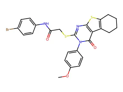 N-(4-bromophenyl)-2-{[3-(4-methoxyphenyl)-4-oxo-3,4,5,6,7,8-hexahydro[1]benzothieno[2,3-d]pyrimidin-2-yl]sulfanyl}acetamide structure