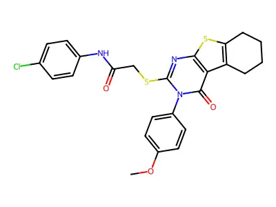 N-(4-chlorophenyl)-2-{[3-(4-methoxyphenyl)-4-oxo-3,4,5,6,7,8-hexahydro[1]benzothieno[2,3-d]pyrimidin-2-yl]sulfanyl}acetamide structure