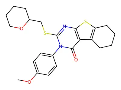 3-(4-Methoxyphenyl)-2-(((tetrahydro-2H-pyran-2-yl)methyl)thio)-5,6,7,8-tetrahydrobenzo[4,5]thieno[2,3-d]pyrimidin-4(3H)-one structure