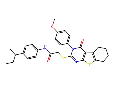 N-(4-(sec-Butyl)phenyl)-2-((3-(4-methoxyphenyl)-4-oxo-3,4,5,6,7,8-hexahydrobenzo[4,5]thieno[2,3-d]pyrimidin-2-yl)thio)acetamide structure