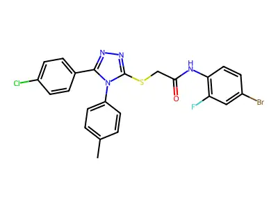 N-(4-bromo-2-fluorophenyl)-2-{[5-(4-chlorophenyl)-4-(4-methylphenyl)-4H-1,2,4-triazol-3-yl]sulfanyl}acetamide structure