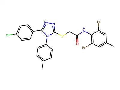 2-{[5-(4-chlorophenyl)-4-(4-methylphenyl)-4H-1,2,4-triazol-3-yl]sulfanyl}-N-(2,6-dibromo-4-methylphenyl)acetamide structure