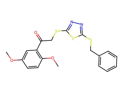 2-((5-(Benzylthio)-1,3,4-thiadiazol-2-YL)thio)-1-(2,5-dimethoxyphenyl)ethanone structure