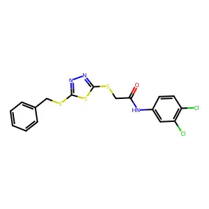 2-((5-(Benzylthio)-1,3,4-thiadiazol-2-YL)thio)-N-(3,4-dichlorophenyl)acetamide structure
