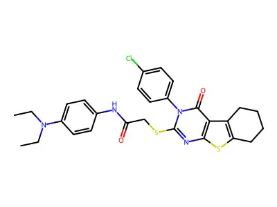 2-{[3-(4-chlorophenyl)-4-oxo-3,4,5,6,7,8-hexahydro[1]benzothieno[2,3-d]pyrimidin-2-yl]sulfanyl}-N-[4-(diethylamino)phenyl]acetamide structure