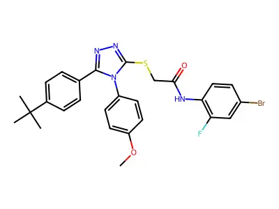 N-(4-bromo-2-fluorophenyl)-2-{[5-(4-tert-butylphenyl)-4-(4-methoxyphenyl)-4H-1,2,4-triazol-3-yl]sulfanyl}acetamide structure
