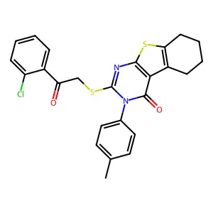 2-{[2-(2-chlorophenyl)-2-oxoethyl]sulfanyl}-3-(4-methylphenyl)-5,6,7,8-tetrahydro[1]benzothieno[2,3-d]pyrimidin-4(3H)-one structure