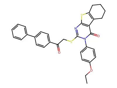 2-[(2-[1,1'-BIPHENYL]-4-YL-2-OXOETHYL)SULFANYL]-3-(4-ETHOXYPHENYL)-5,6,7,8-TETRAHYDRO[1]BENZOTHIENO[2,3-D]PYRIMIDIN-4(3H)-ONE structure