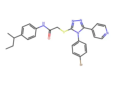 2-((4-(4-Bromophenyl)-5-(pyridin-4-yl)-4H-1,2,4-triazol-3-yl)thio)-N-(4-(sec-butyl)phenyl)acetamide structure