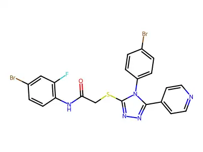 N-(4-bromo-2-fluorophenyl)-2-{[4-(4-bromophenyl)-5-(4-pyridinyl)-4H-1,2,4-triazol-3-yl]sulfanyl}acetamide structure