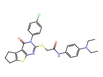 2-((3-(4-Chlorophenyl)-4-oxo-4,5,6,7-tetrahydro-3H-cyclopenta[4,5]thieno[2,3-d]pyrimidin-2-yl)thio)-N-(4-(diethylamino)phenyl)acetamide structure