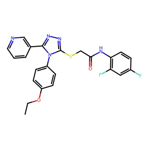 N-(2,4-difluorophenyl)-2-{[4-(4-ethoxyphenyl)-5-(pyridin-3-yl)-4H-1,2,4-triazol-3-yl]sulfanyl}acetamide structure