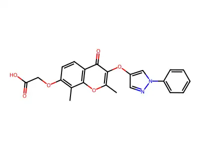 2-((2,8-Dimethyl-4-oxo-3-((1-phenyl-1H-pyrazol-4-yl)oxy)-4H-chromen-7-yl)oxy)acetic acid structure