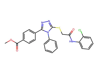 Methyl 4-(5-((2-((2-chlorophenyl)amino)-2-oxoethyl)thio)-4-phenyl-4H-1,2,4-triazol-3-yl)benzoate structure