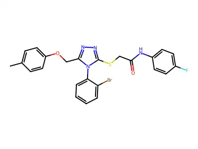 2-({4-(2-BROMOPHENYL)-5-[(4-METHYLPHENOXY)METHYL]-4H-1,2,4-TRIAZOL-3-YL}SULFANYL)-N-(4-FLUOROPHENYL)ACETAMIDE structure
