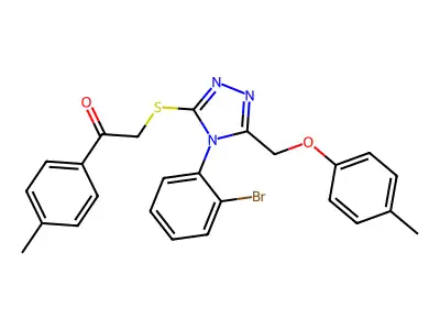 2-((4-(2-Bromophenyl)-5-((p-tolyloxy)methyl)-4H-1,2,4-triazol-3-yl)thio)-1-(p-tolyl)ethanone structure