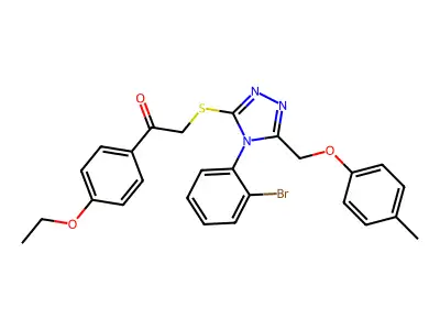 2-({4-(2-BROMOPHENYL)-5-[(4-METHYLPHENOXY)METHYL]-4H-1,2,4-TRIAZOL-3-YL}SULFANYL)-1-(4-ETHOXYPHENYL)ETHANONE structure