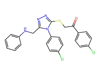 1-(4-Chlorophenyl)-2-((4-(4-chlorophenyl)-5-((phenylamino)methyl)-4H-1,2,4-triazol-3-yl)thio)ethanone structure