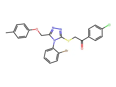2-((4-(2-Bromophenyl)-5-((p-tolyloxy)methyl)-4H-1,2,4-triazol-3-yl)thio)-1-(4-chlorophenyl)ethanone structure