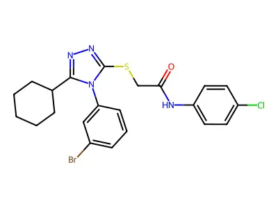 2-((4-(3-BR-PH)-5-Cyclohexyl-4H-1,2,4-triazol-3-YL)thio)-N-(4-CL-PH)acetamide structure