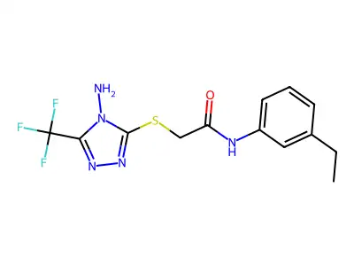 2-((4-Amino-5-(trifluoromethyl)-4H-1,2,4-triazol-3-yl)thio)-N-(3-ethylphenyl)acetamide structure