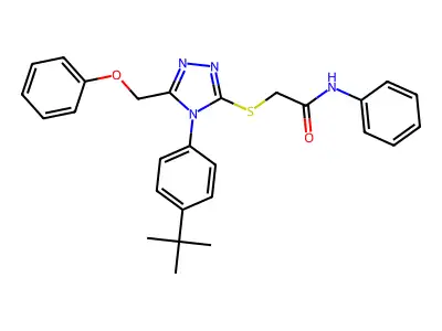 2-((4-(4-(tert-Butyl)phenyl)-5-(phenoxymethyl)-4H-1,2,4-triazol-3-yl)thio)-N-phenylacetamide structure