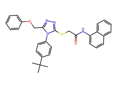 2-((4-(4-(tert-Butyl)phenyl)-5-(phenoxymethyl)-4H-1,2,4-triazol-3-yl)thio)-N-(naphthalen-1-yl)acetamide structure