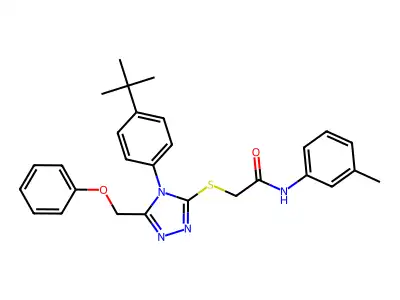 2-((4-(4-(tert-Butyl)phenyl)-5-(phenoxymethyl)-4H-1,2,4-triazol-3-yl)thio)-N-(m-tolyl)acetamide structure