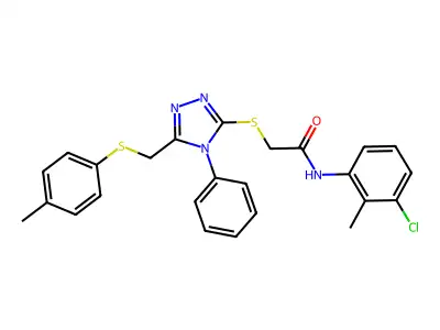 N-(3-Chloro-2-methylphenyl)-2-((4-phenyl-5-((p-tolylthio)methyl)-4H-1,2,4-triazol-3-yl)thio)acetamide structure
